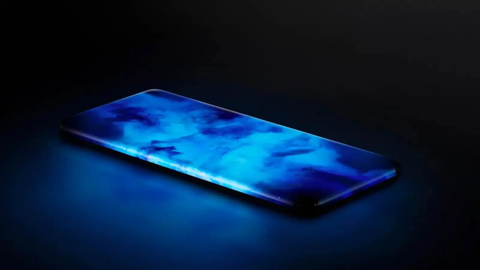 Close-up of a curved smartphone screen edge showing bright glass wrapping around a metal frame.