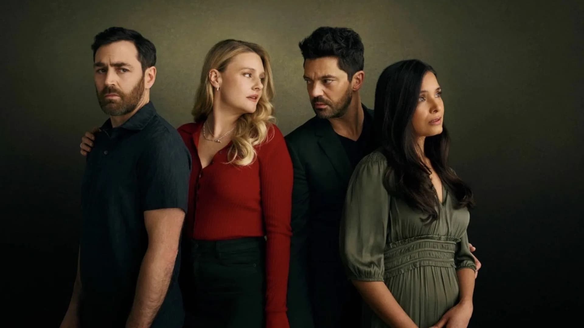 Promotional image for the ITV drama Adultery showing stars Dominic Cooper and Romola Garai