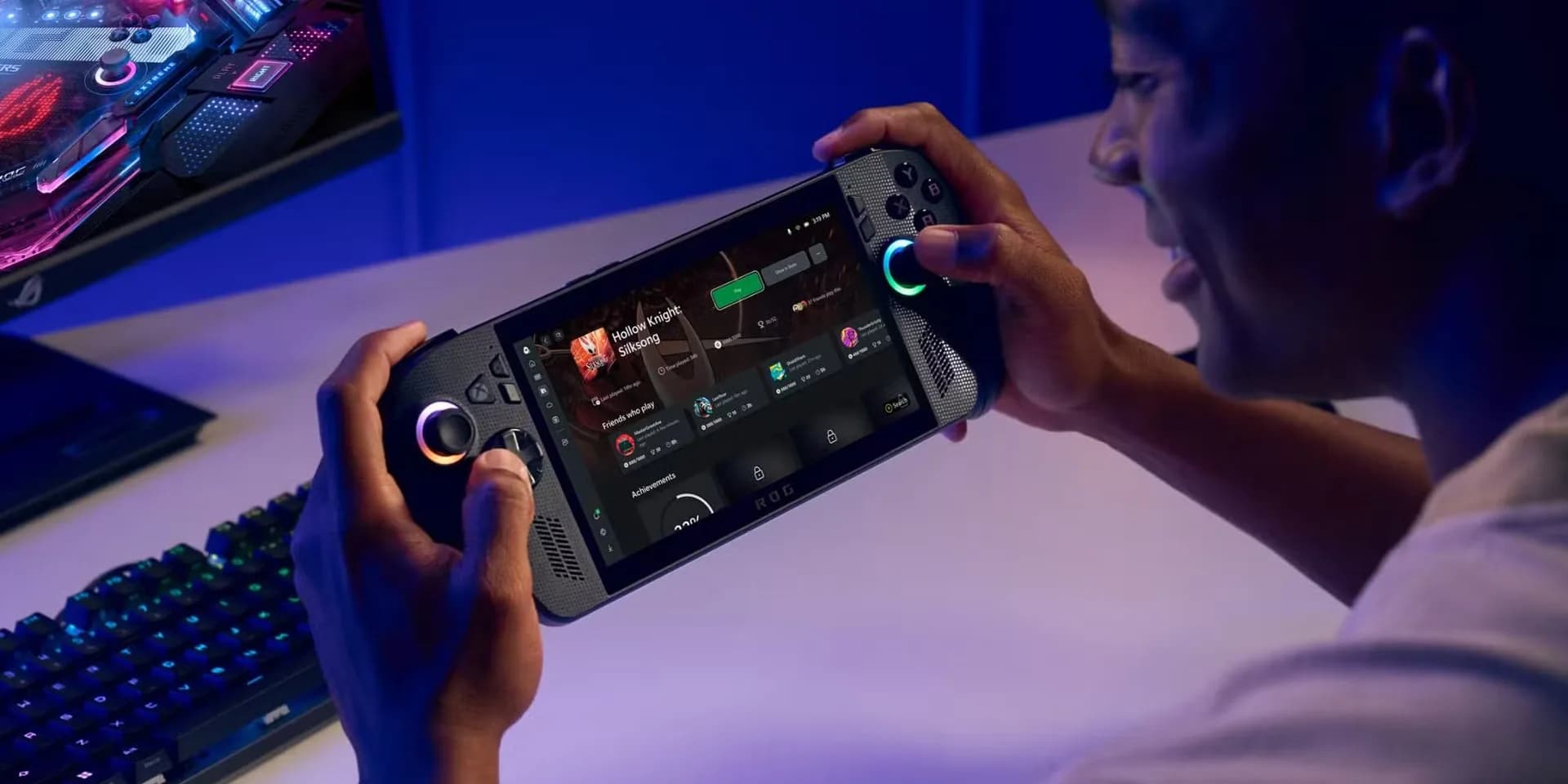 Asus ROG Xbox Ally X handheld gaming console display and controls
