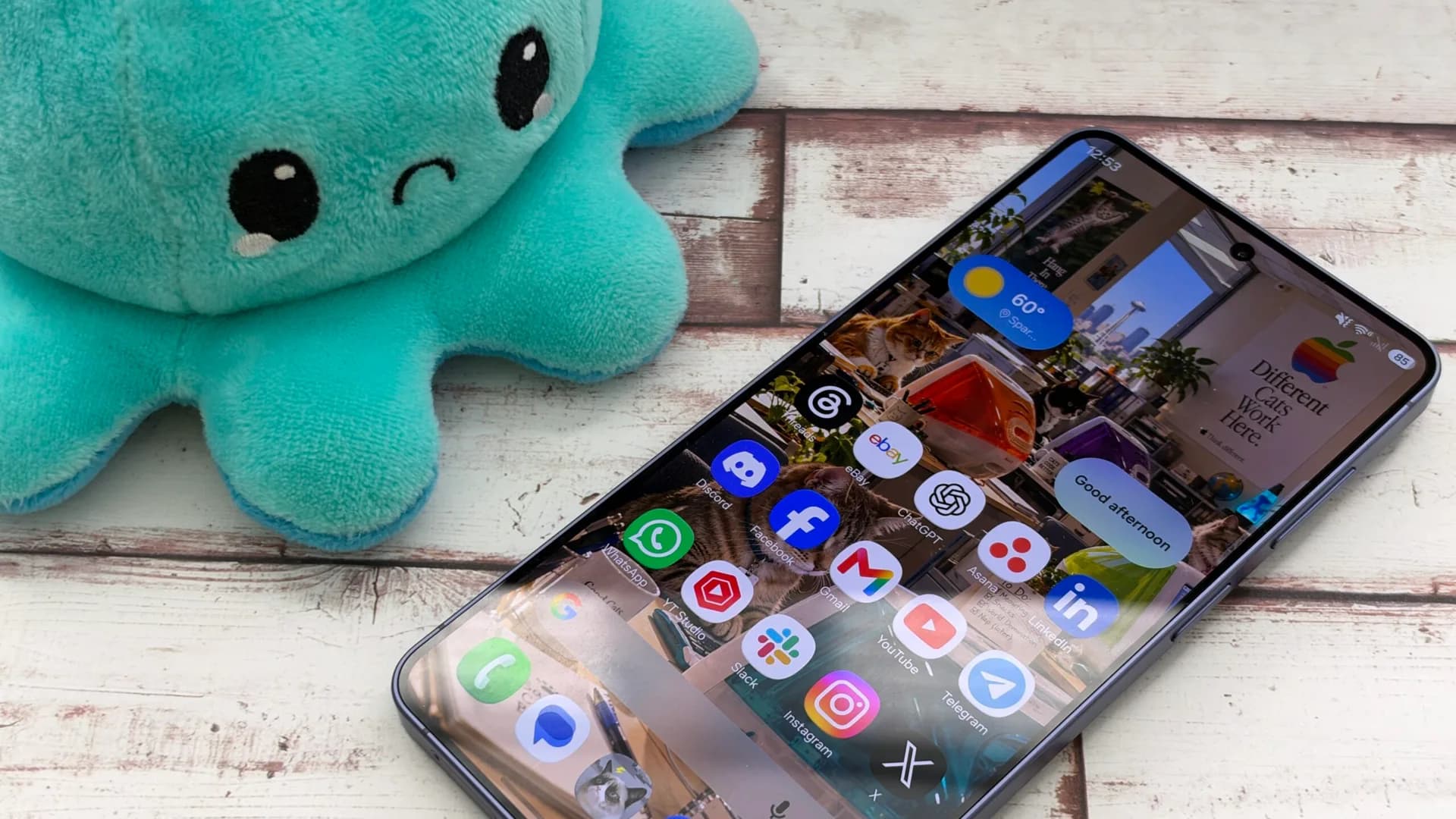 Samsung Galaxy phone showing the One UI 9 home screen with Now Brief widget