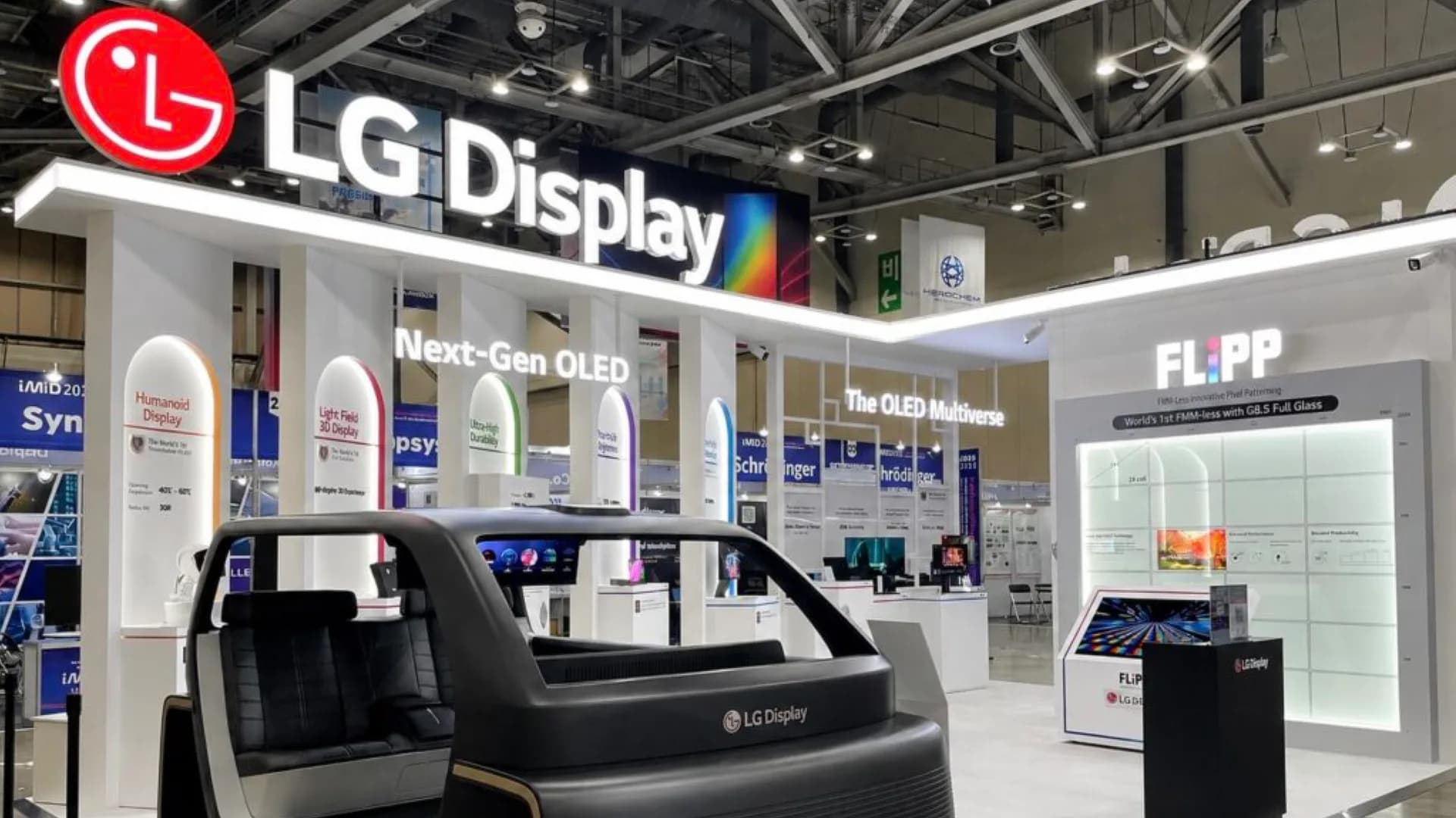 Close-up of an OLED display panel structure representing LG Display's new FLiPP manufacturing process