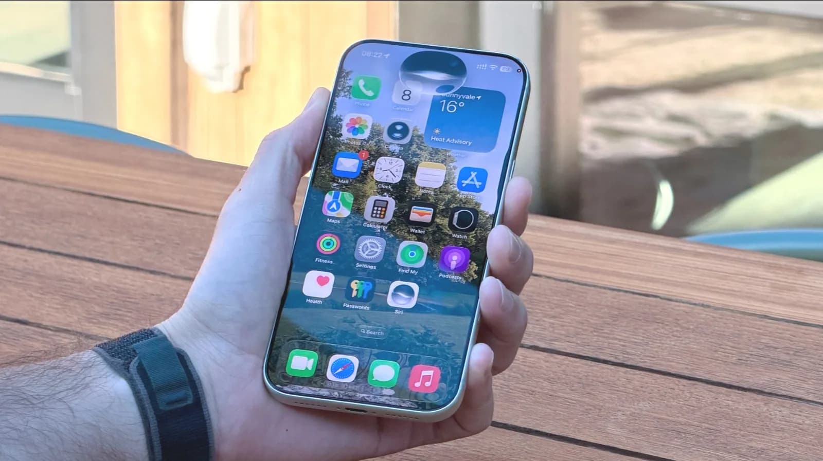 Close up of an iPhone 18 Pro displaying the Siri interface on the screen