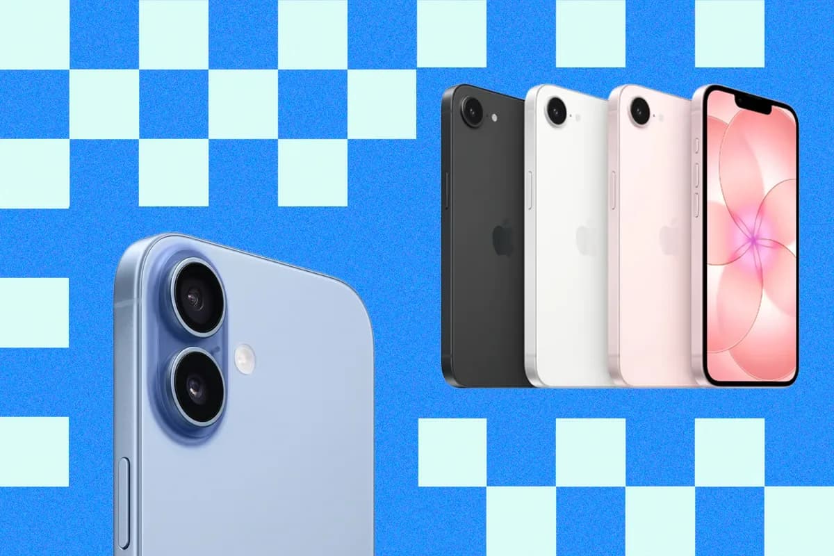 Apple iPhone models including the iPhone Duo and iPhone 17e displayed together