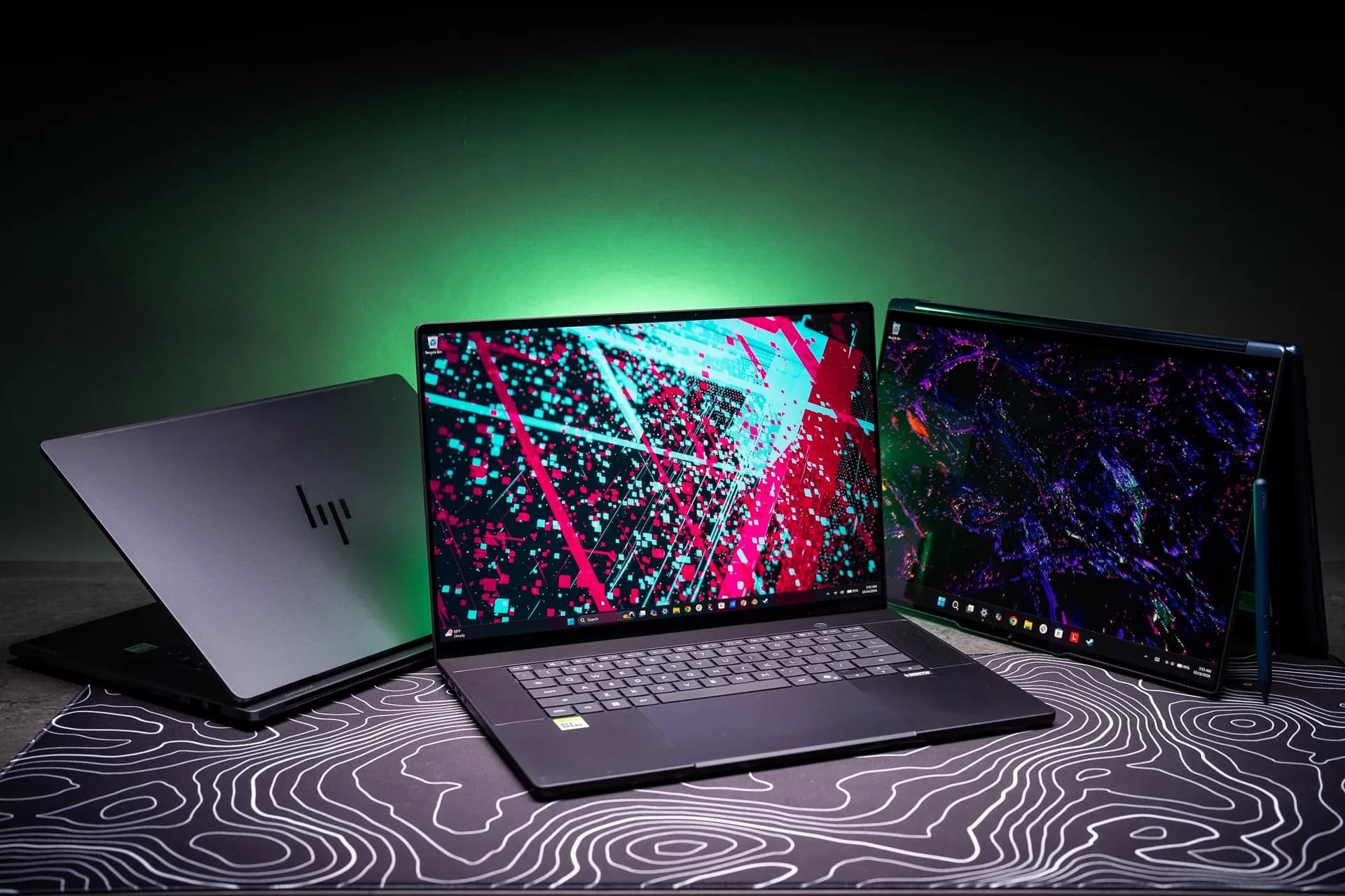 An Nvidia RTX Spark powered laptop open on a desk showing a Windows desktop