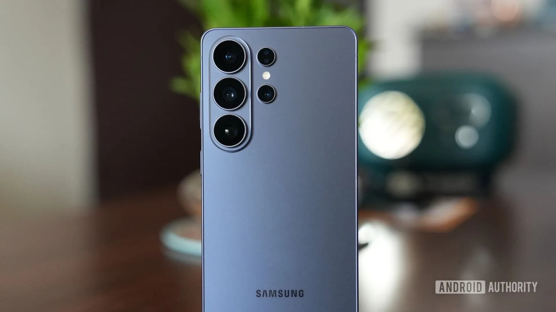 Samsung Galaxy S26 Ultra smartphone shown with its camera array and S Pen visible