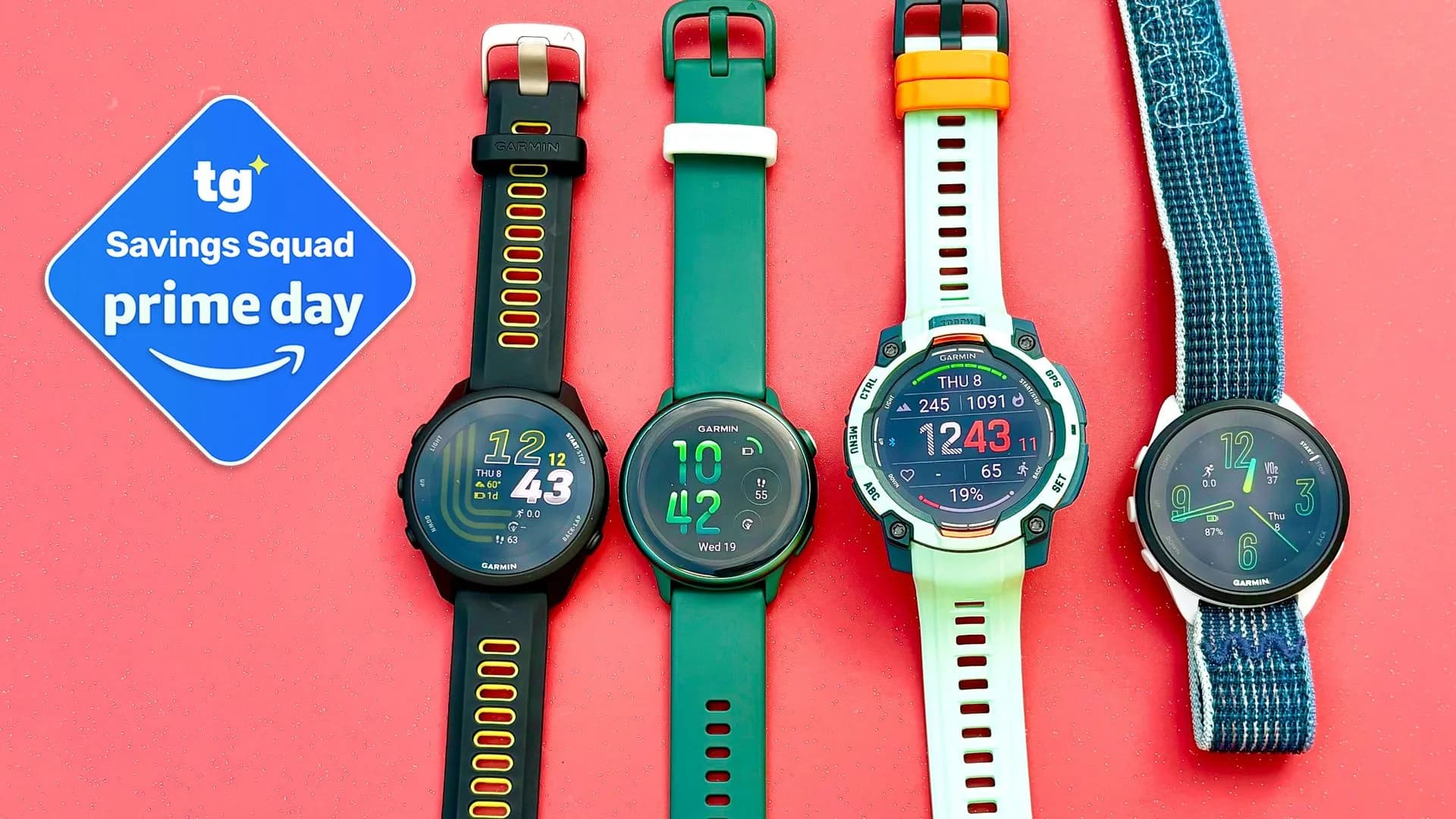 A Garmin GPS smartwatch strapped to a wrist over outdoor clothing.