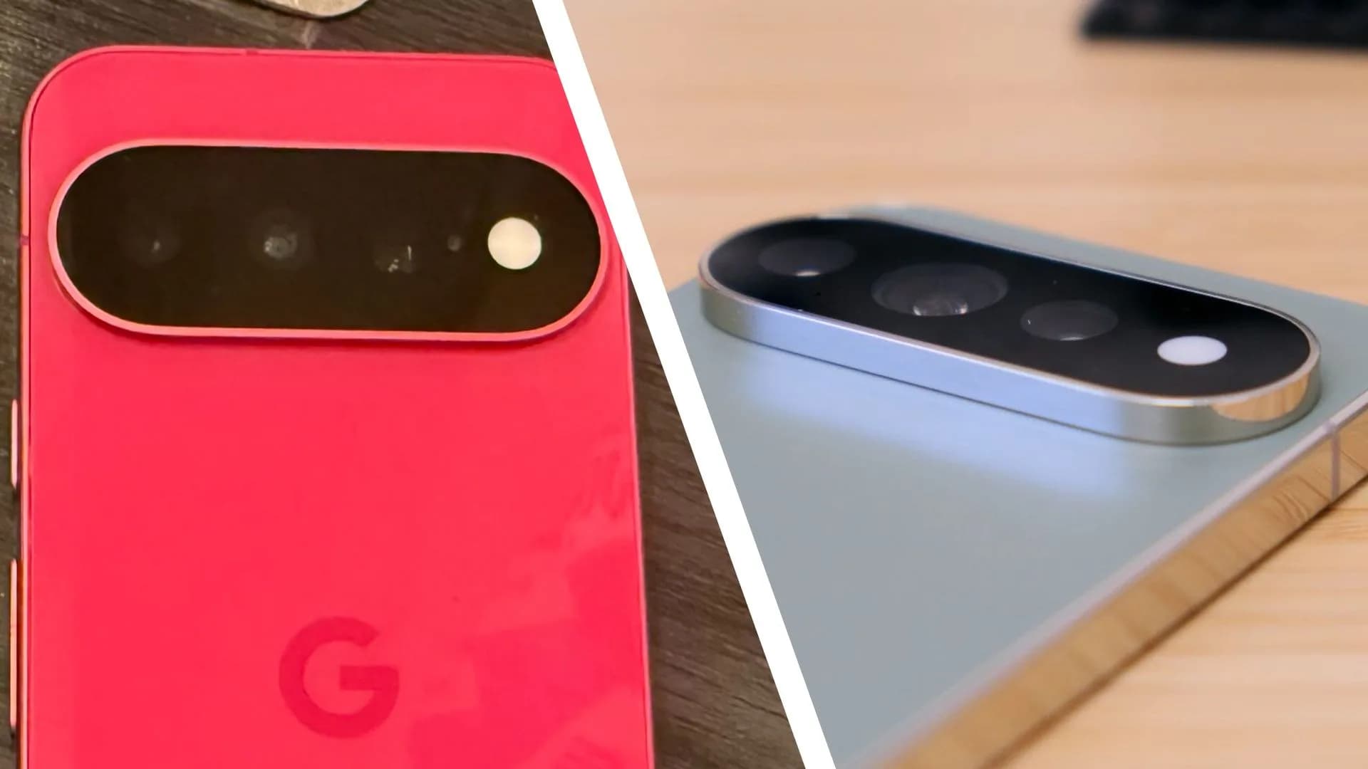 Google Pixel 11 and Pixel 11 Pro smartphones resting side by side on a flat surface