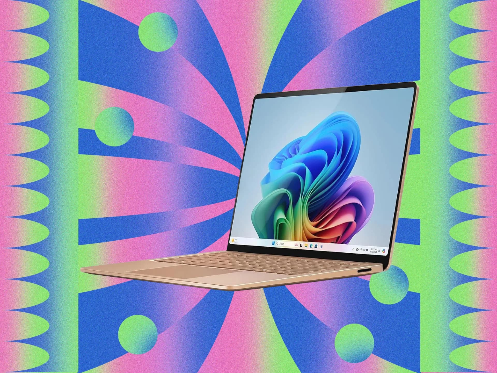 A MacBook Air, Microsoft Surface Laptop and Windows laptops displayed together with Amazon Prime Day sale tags