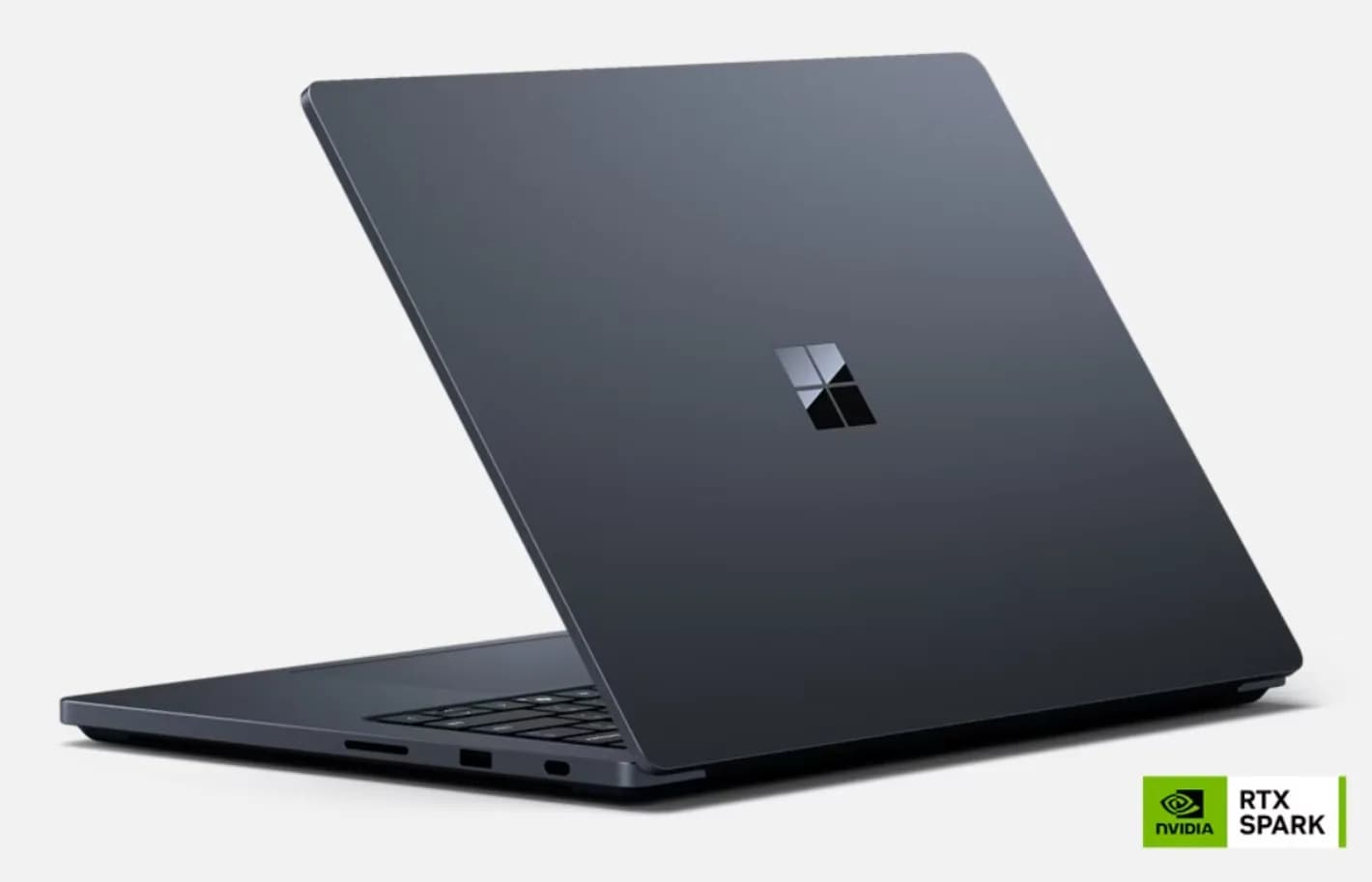Microsoft Surface Laptop Ultra open on a desk showing its display and keyboard.