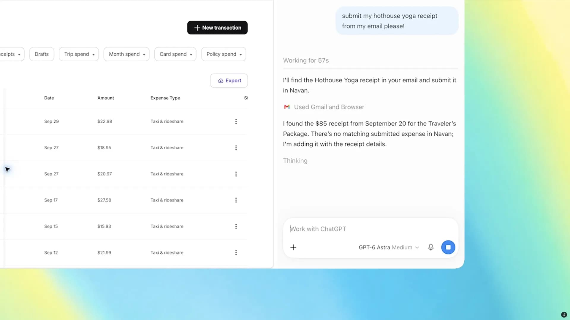 A demo screenshot showing the ChatGPT sidebar in Google Chrome comparing information from several open browser tabs.