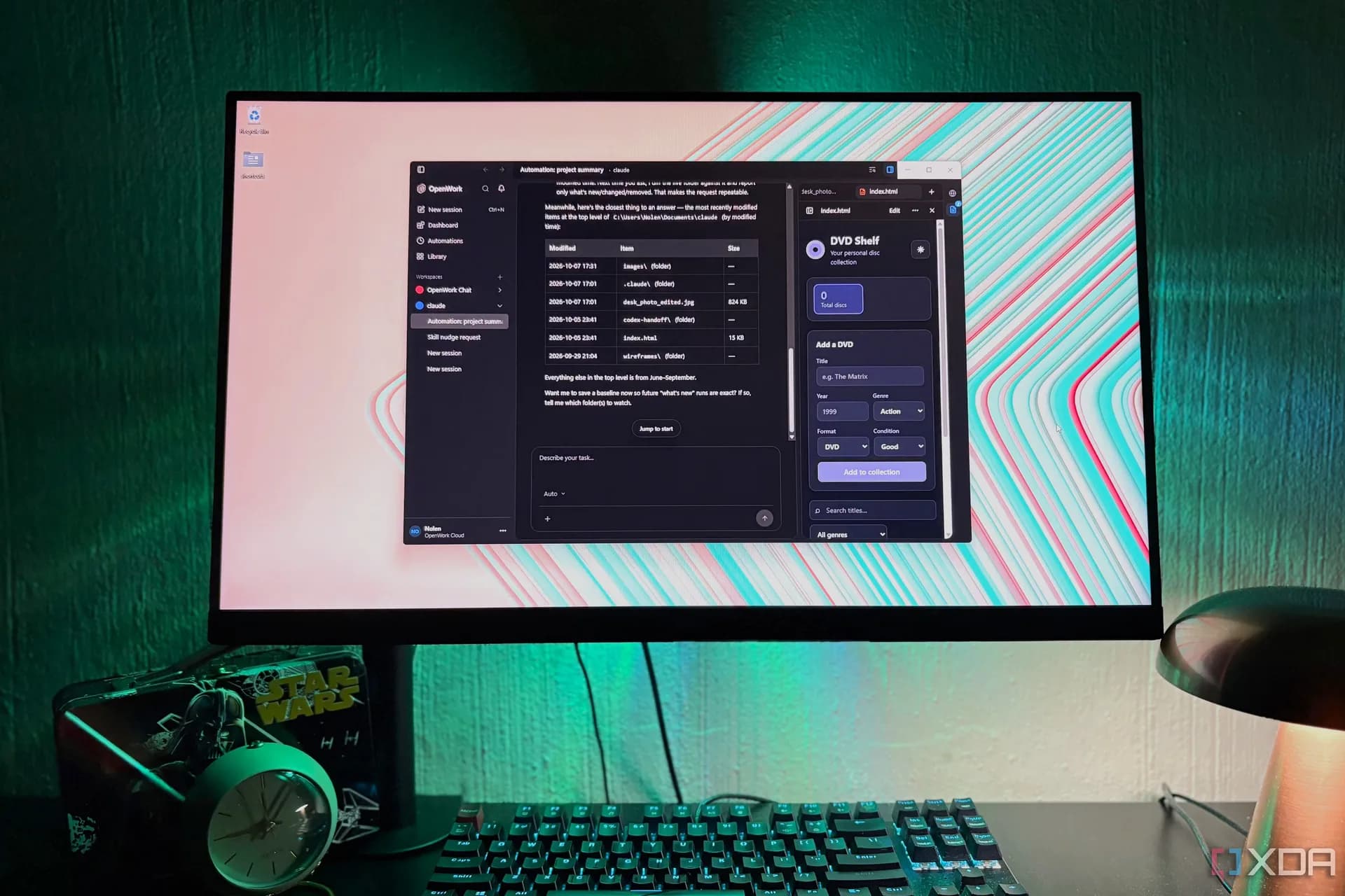 OpenWork desktop interface showing file system access and automation scheduler