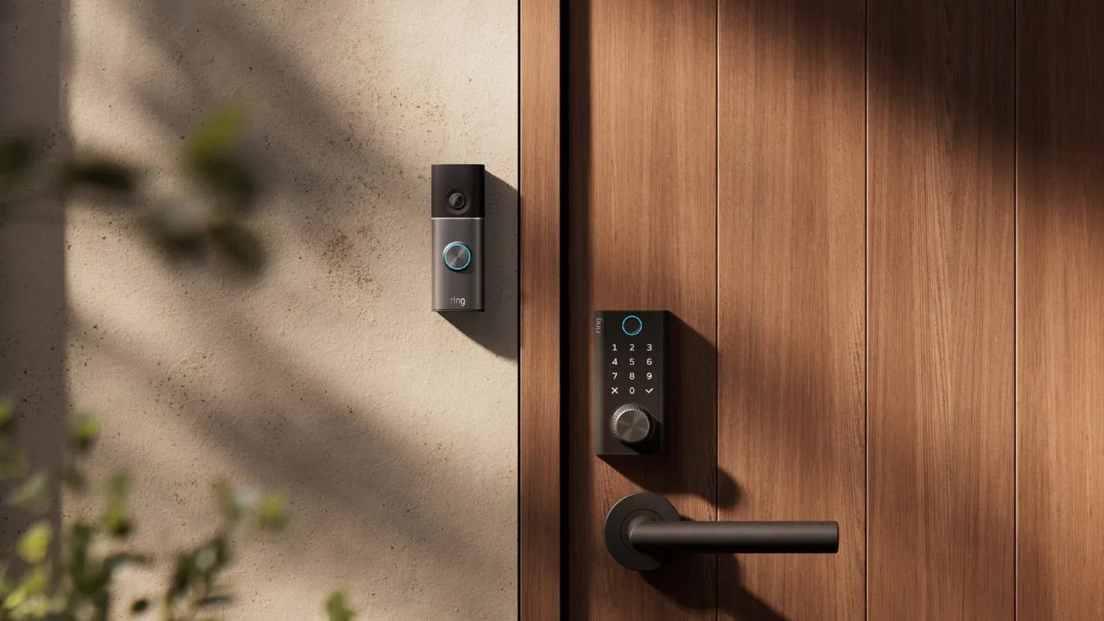 Ring Smart Lock shown mounted on a white door, thumbturn visible