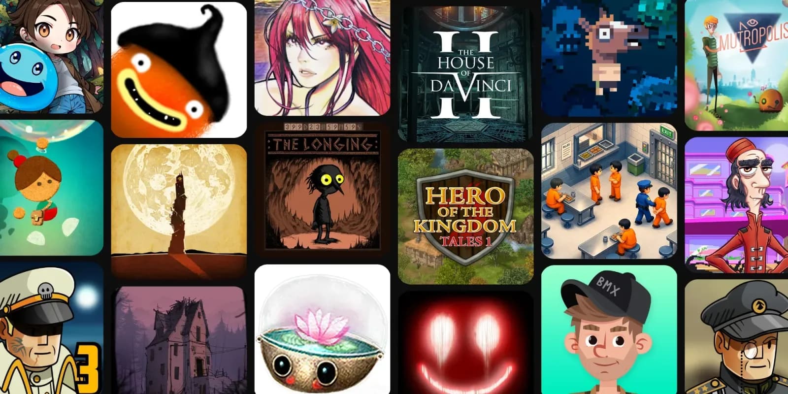 A person holding an Android smartphone displaying the Google Play store interface with game listings.