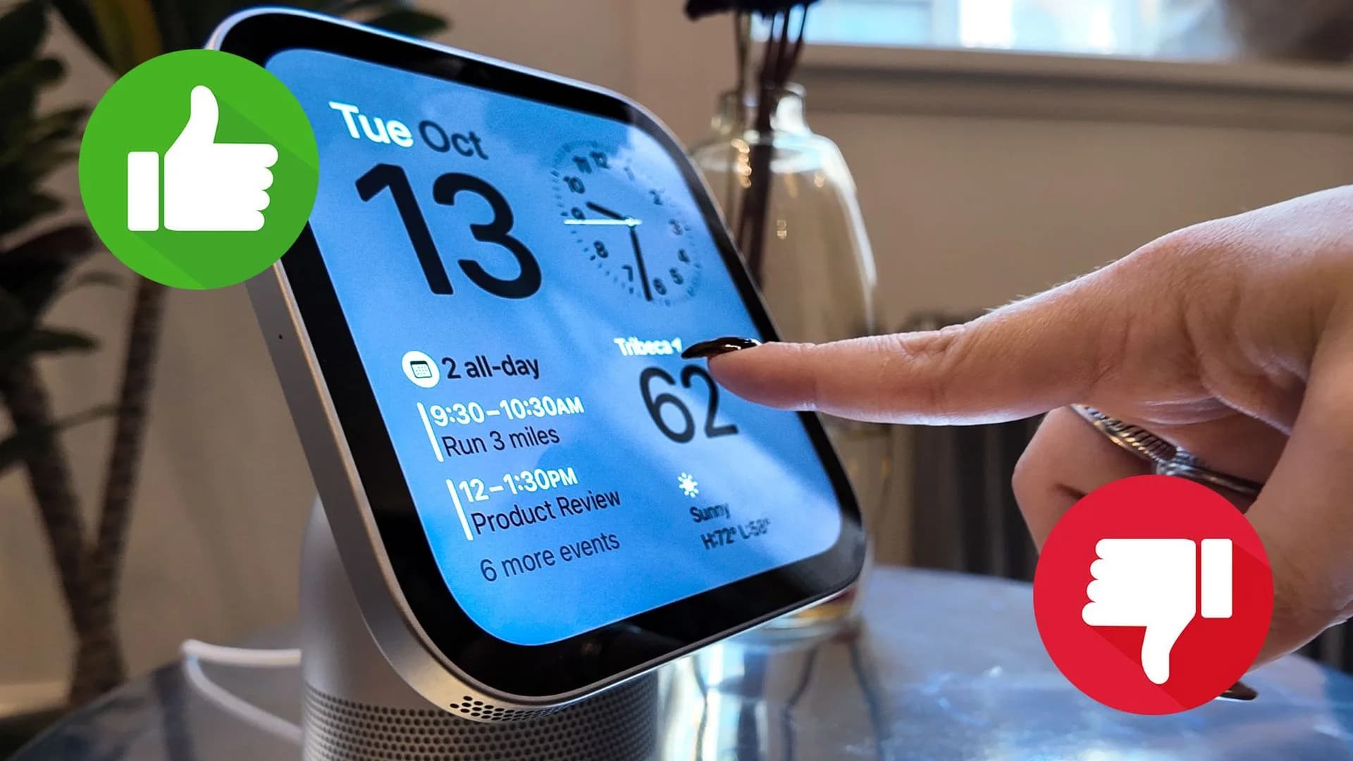 Apple HomeView smart display on a kitchen counter, showing a recipe interface