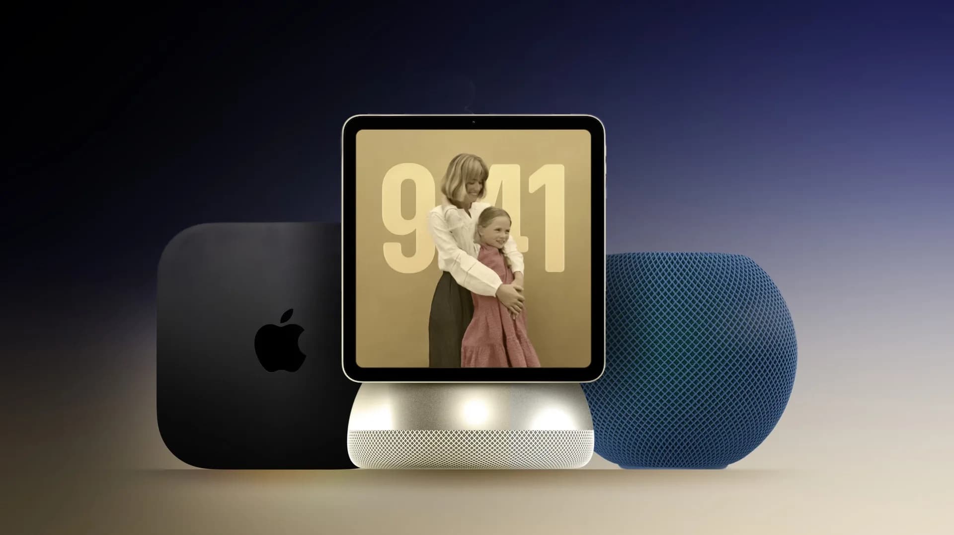 Apple's HomePod mini 2 next to the original, showing color variants