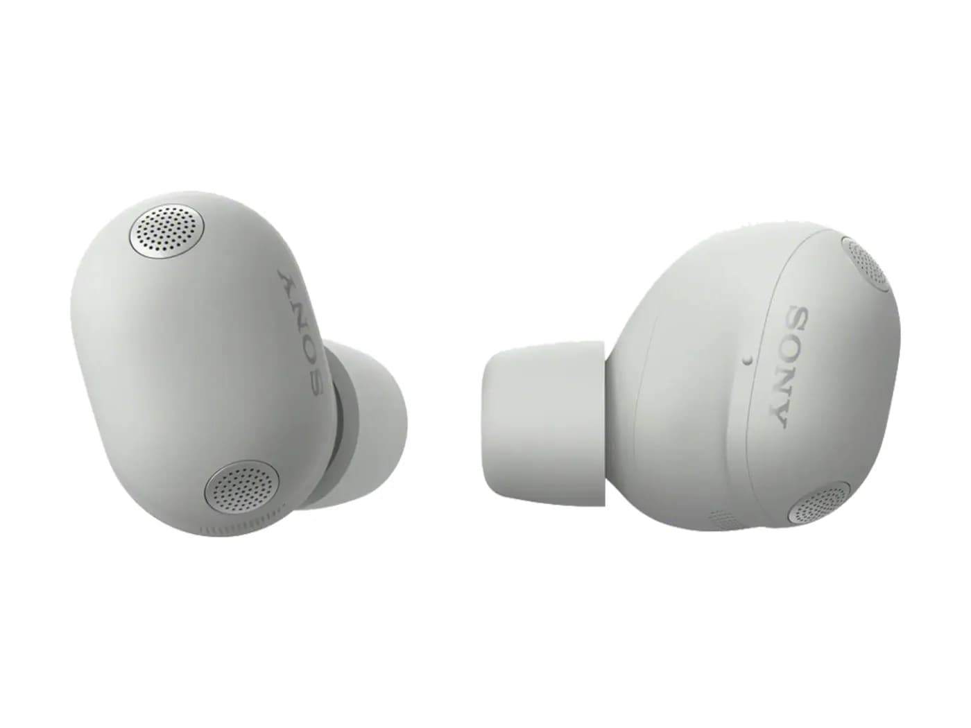 Sony WF-1000XM6 earbuds in Platinum Silver, resting in their wireless-charging case