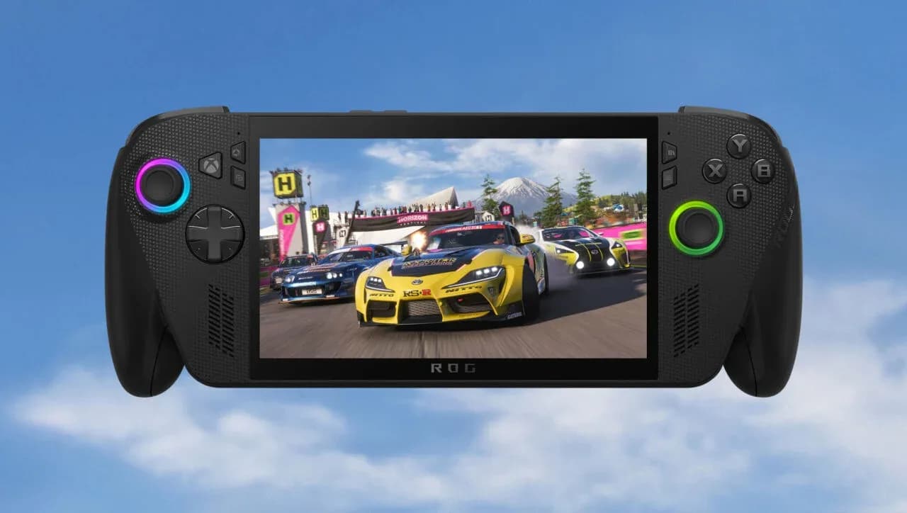 Concept art showing a sleek, matte-black handheld with Xbox branding and dual analog sticks